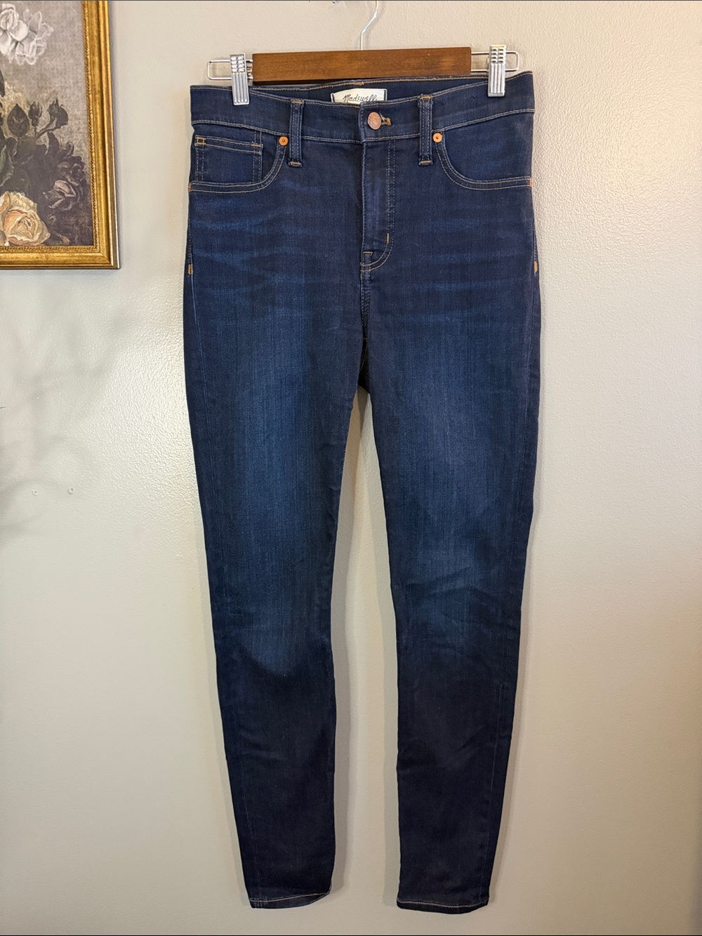 Madewell 9” Mid-Rise Skinny Jeans Size 26 Dark Wash Stretch Denim - Picture 3 of 8